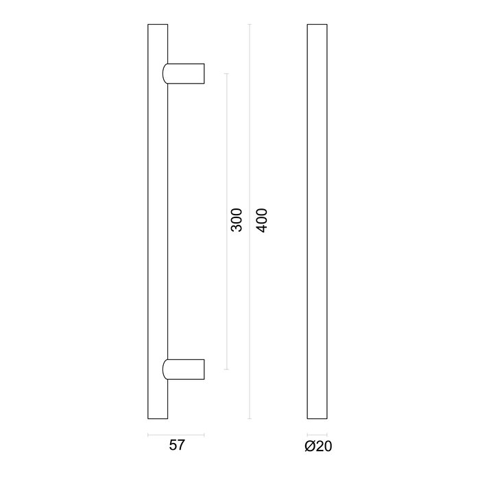 HDD Door handle T 20/300/400 - stainless steel - blind mounting