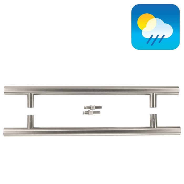 HDD Stainless steel door handles T 25/350/500 pair for glass door