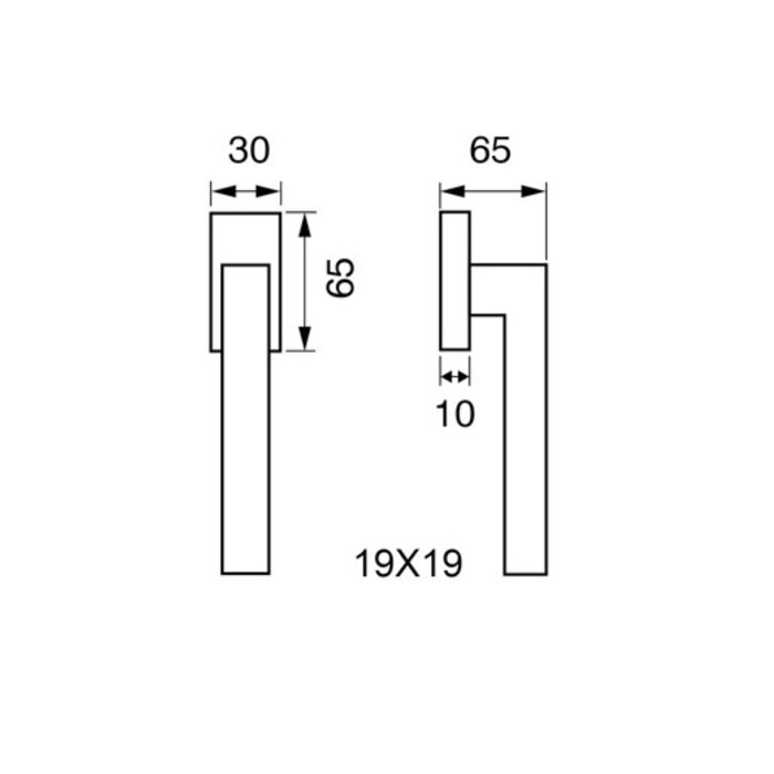 Fimet Zwarte raamkruk Austria vierkant 19mm - draai- kiepfunctie