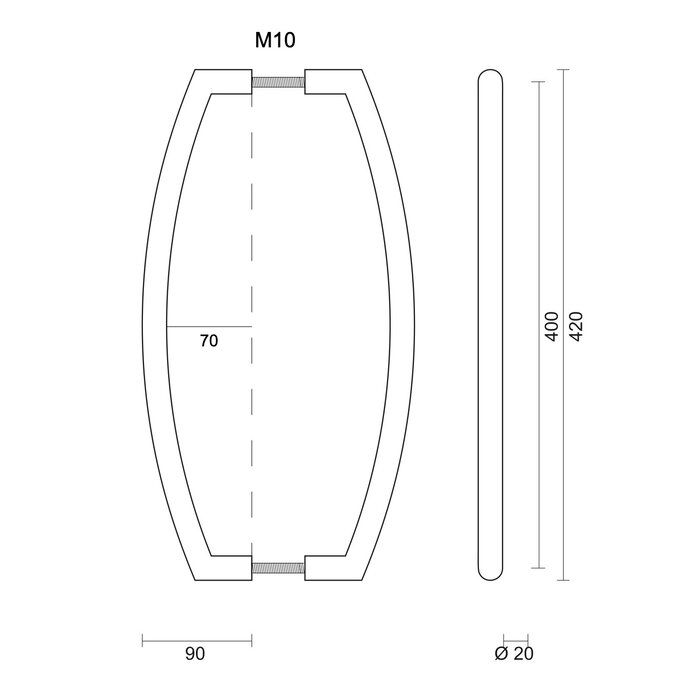 HDD Deurgreep CT 20/400 - RVS - paar voor deuren >3 CM