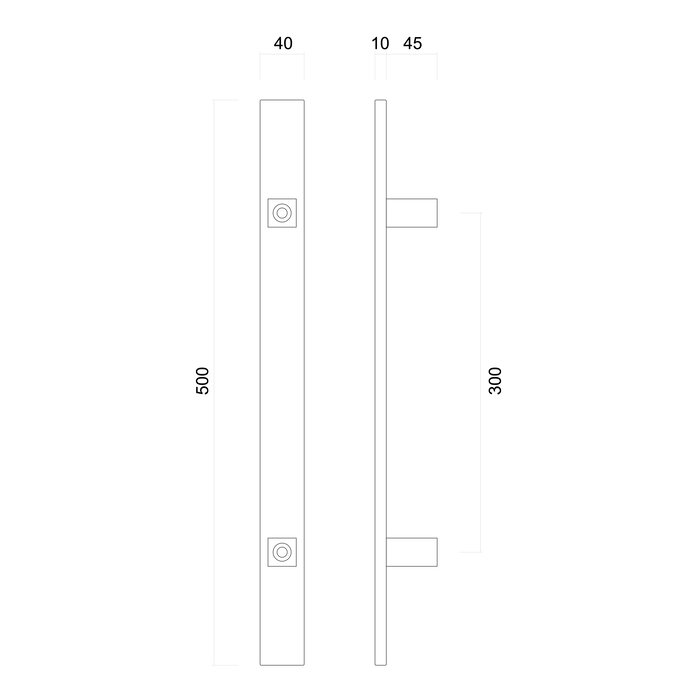 HDD Door handle FLAT 300/500 - stainless steel - continuous mounting
