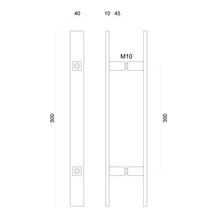 HDD Deurgreep FLAT 300/500 - RVS - paar voor glazen deuren