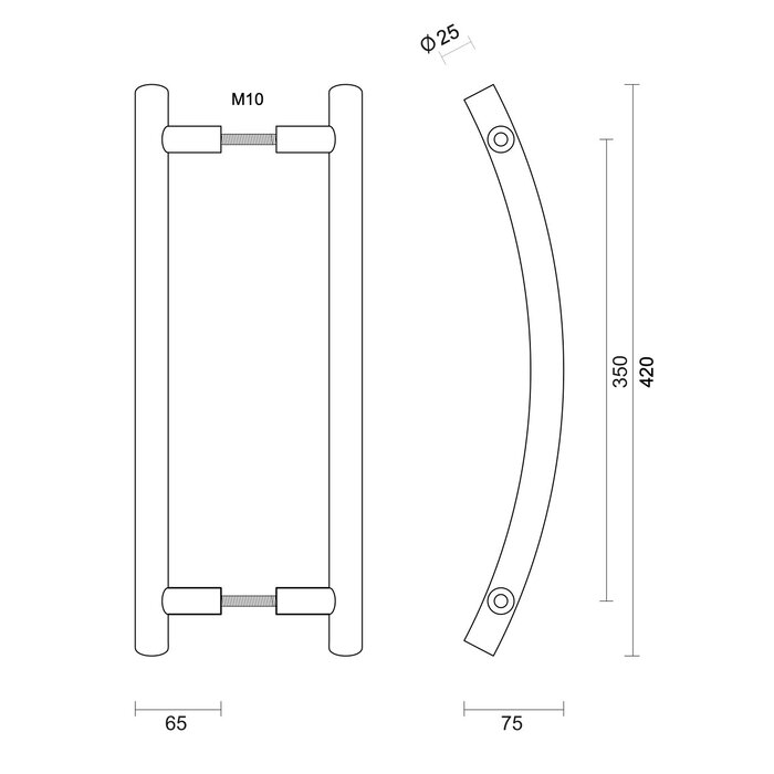 HDD Deurgreep GT 25/350/420 - RVS - paar voor deuren >3 CM