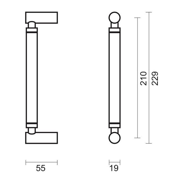 HDD Door handle JUPITER - Stainless steel - blind mounting