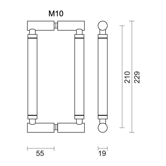 HDD Door handle JUPITER - Stainless steel - pair for glass doors