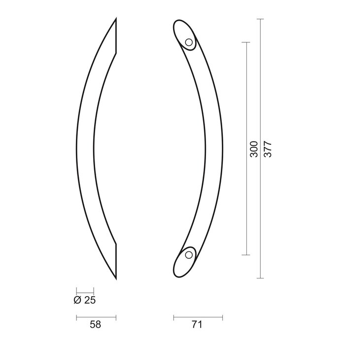 HDD Door handle GS 25/300 - stainless steel - continuous mounting