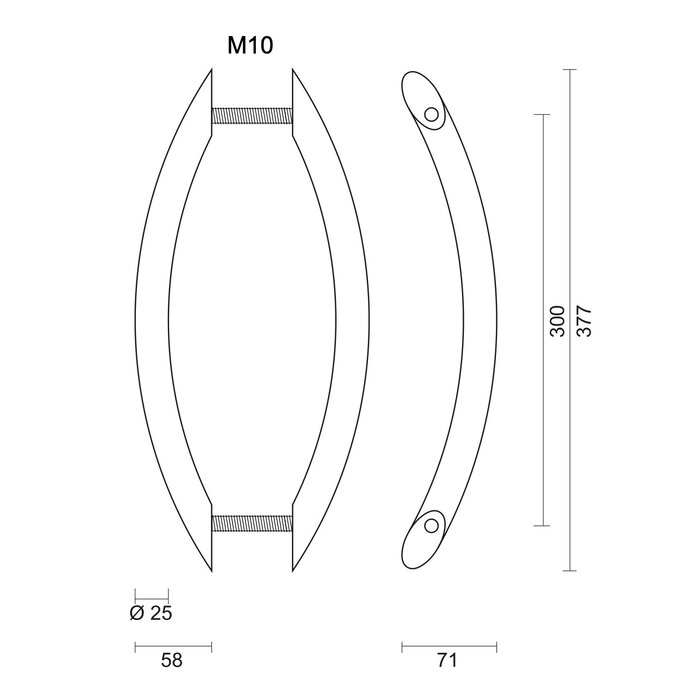 HDD Poignée de porte GS 25/300 - Acier inoxydable - paire pour portes >3 CM