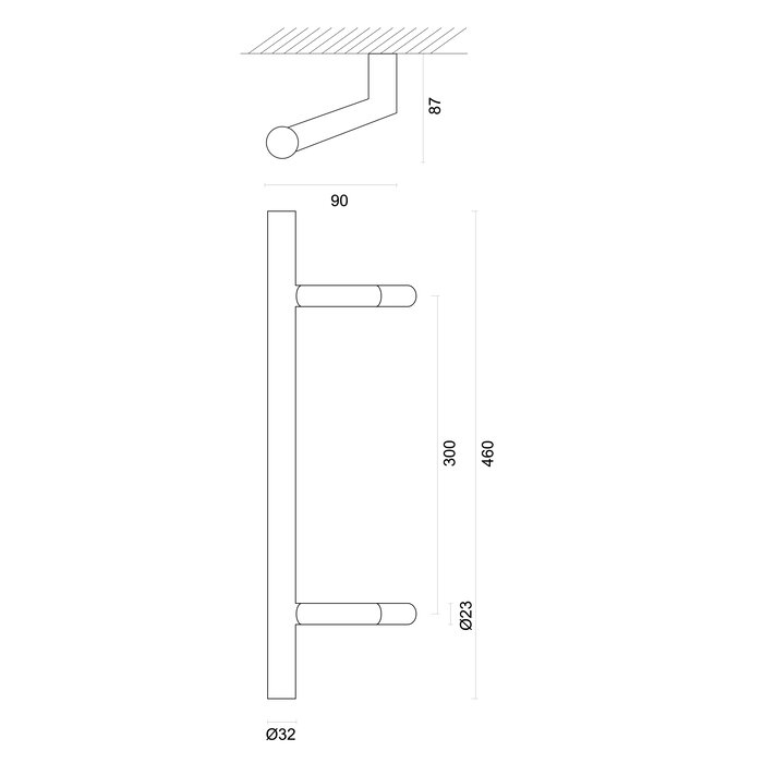 HDD Door handle STCOT 32/300/460 - stainless steel - continuous mounting