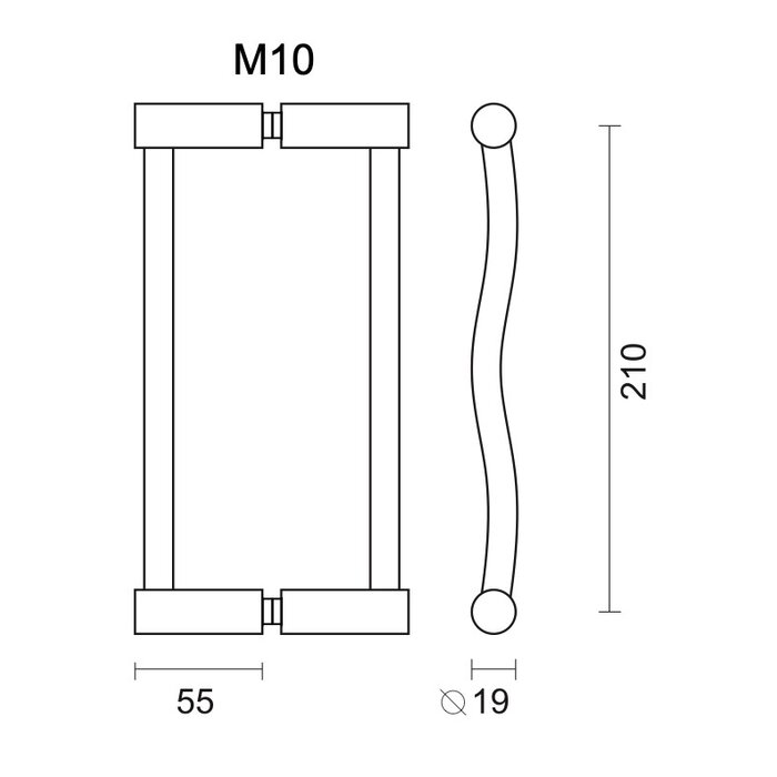 HDD Door handle VENUS - stainless steel - pair for glass door