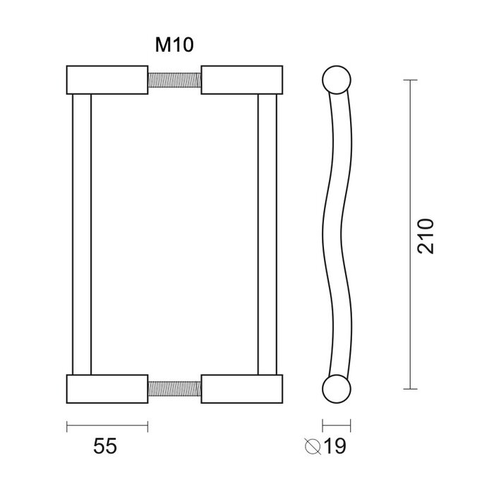 HDD Türgriff VENUS - Edelstahl - Paar für Türstärke >3 CM