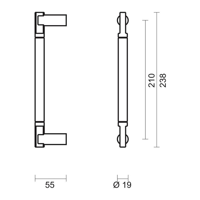 HDD Door handle PLUTO - stainless steel - blind mounting