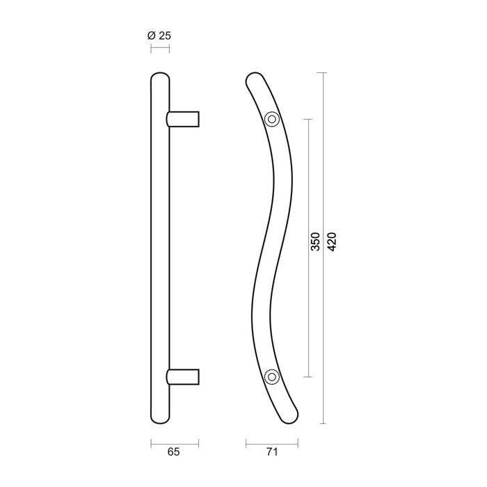 HDD Door handle S 25/350/420 - stainless steel - blind mounting