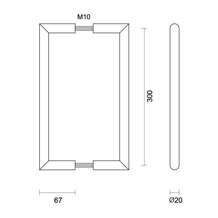 HDD Poignée de porte URG 20/300 - noire - paire pour épaisseur de porte >30 mm