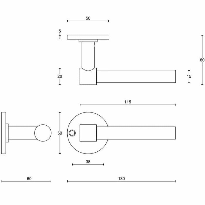 Formani Matt black door handles Piet Boon ONE PBL 15XL/50 without BB