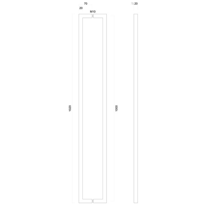 HDD Deurgreep CUBICA 20/1000 -zwart - paar voor glazen deur