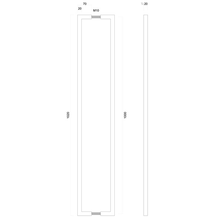 HDD Deurgreep CUBICA 20/1000 - zwart - paar voor deurdikte >30 mm
