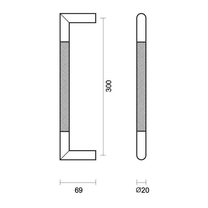 HDD Deurgreep HASHTAG 20/300  - zwart - blinde bevestiging