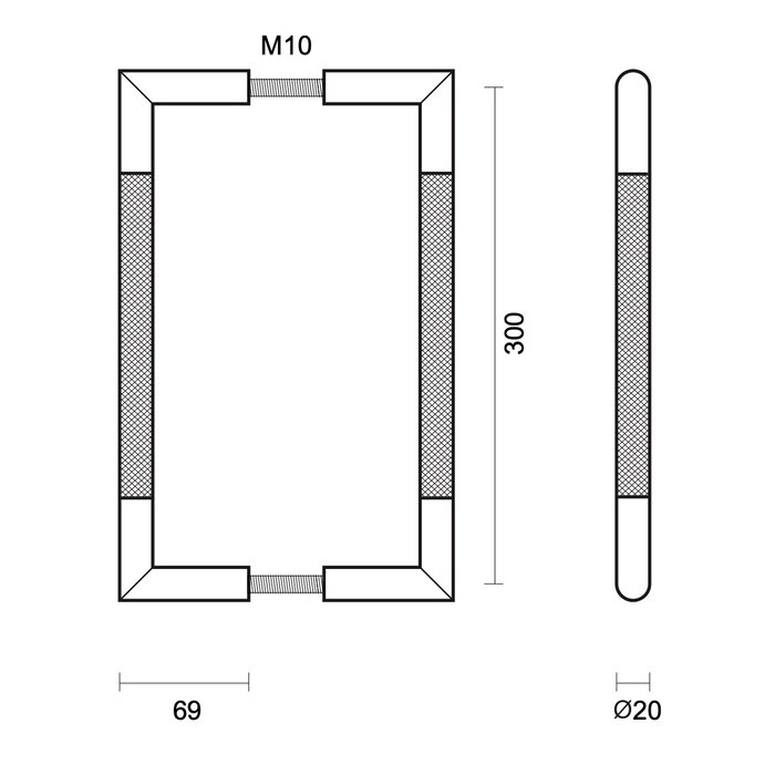 HDD Türgriff HASHTAG 20/300 – schwarz – Paar für Türstärke >30 mm