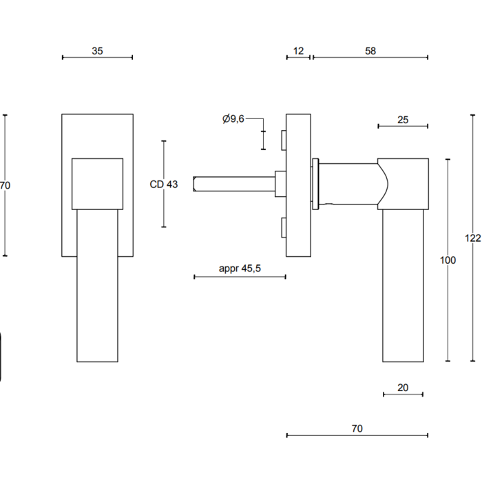 Formani Poignée de fenêtre noire mate Piet Boon ONE PBL 20-DK non verrouillable