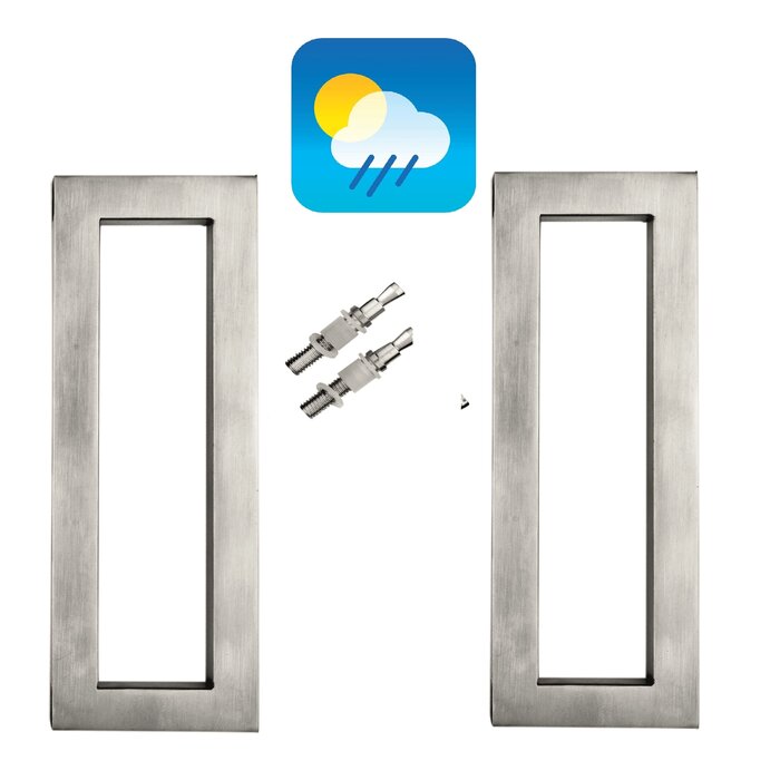 HDD Door handle "Qube" - Stainless Steel Look - pair for glass doors