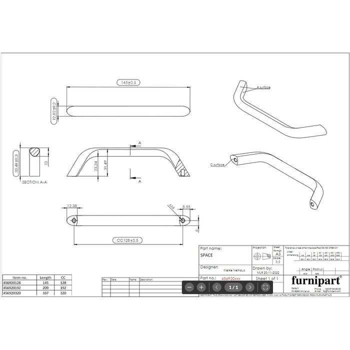 Furnipart Furnipart Möbelgriffe SPACE – Edelstahloptik