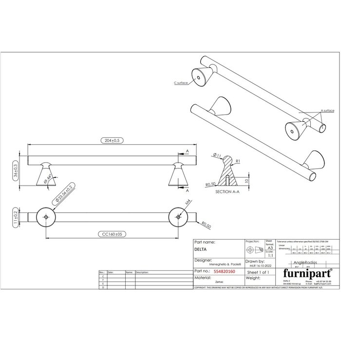 Furnipart Furnipart furniture handle DELTA - matt black
