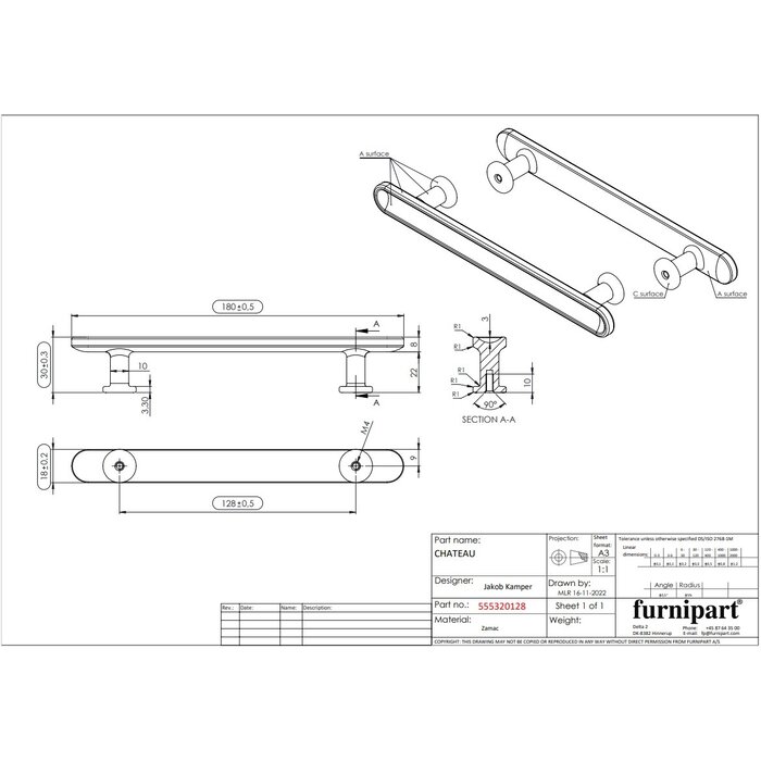 Furnipart Poignée de meuble Furnipart CHATEAU - Marron antique