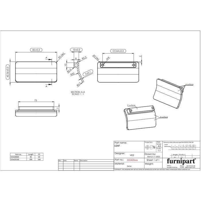 Furnipart Furnipart meubelgrepen LEAF - mat zwart