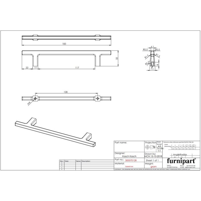 Furnipart Furnipart Möbelgriff PEN - Gusseisen mattschwarz