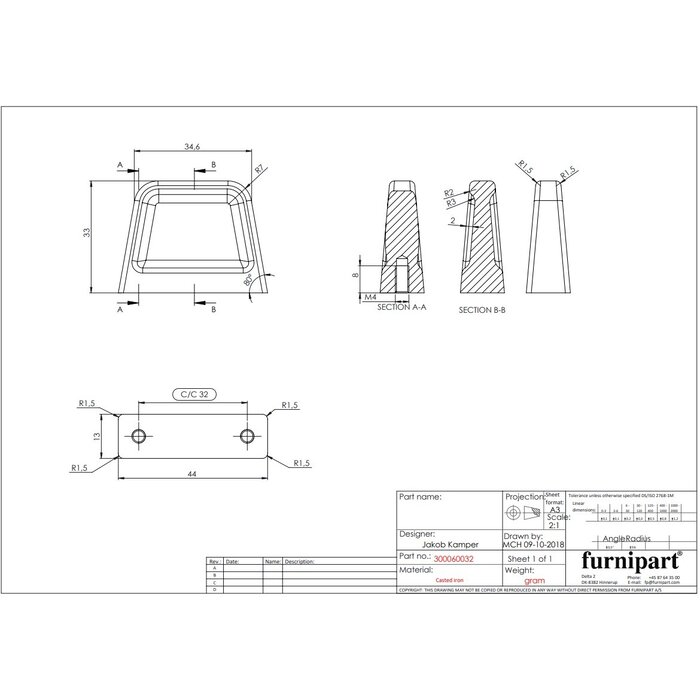 Furnipart Bouton de meuble Furnipart PAGODA - Fonte noir mat