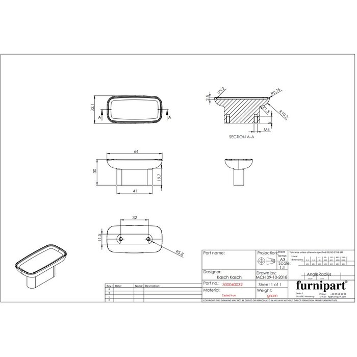 Furnipart Bouton de meuble Furnipart INK - Fonte noir mat