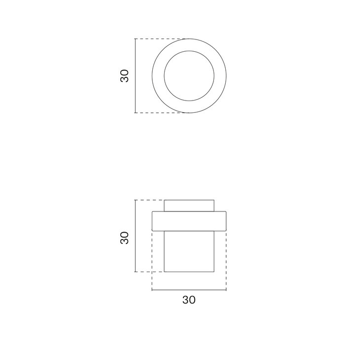 STERK Koperkleurige  deurstopper 1719 - voor vloermontage Ø30x30 mm