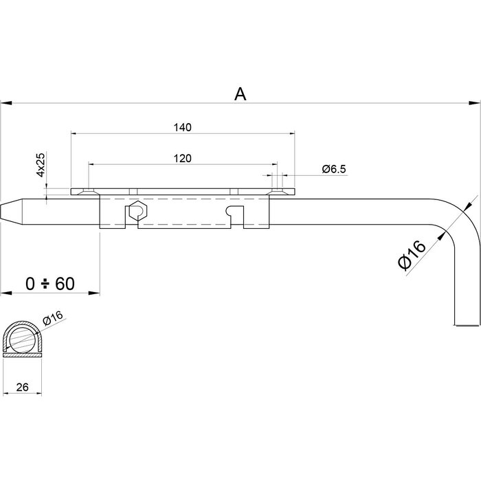 Dulimex Dulimex grondgrendel 500 mm Ø 16 mm RVS