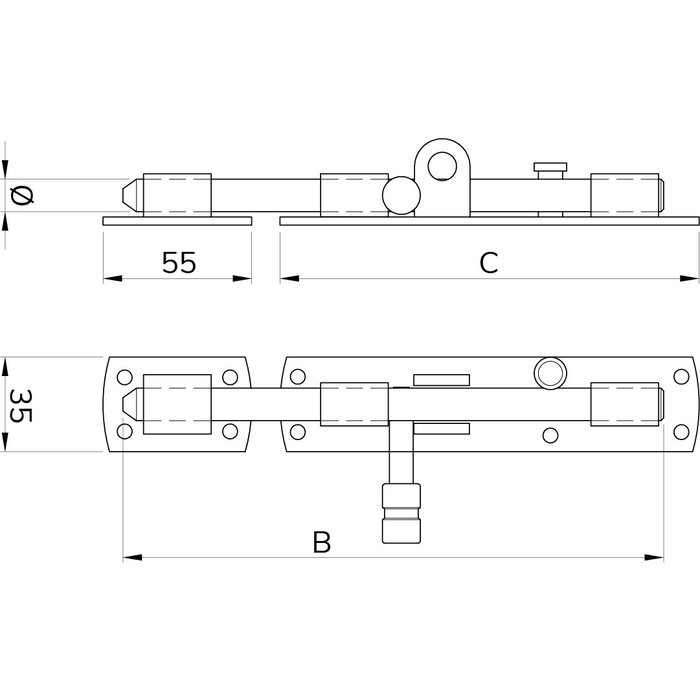 Dulimex Dulimex Vorhängeschlossriegel vertikal 200 mm Ø 12 mm verzinkt