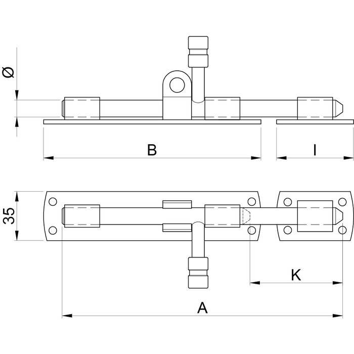 Dulimex Dulimex hangslotgrendel horizontaal 150 mm Ø 12 mm RVS