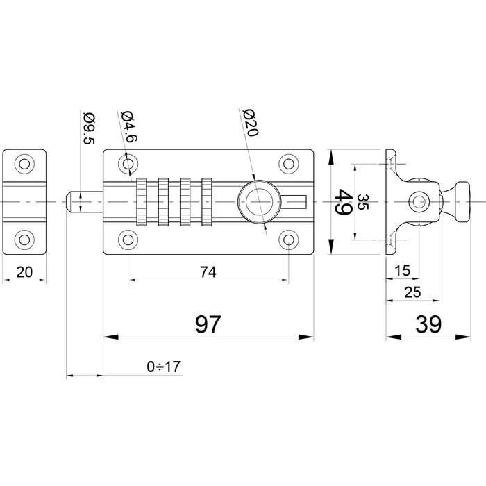 Dulimex Dulimex schuifhendel met cijferslot - aluminium - zwart gelakt