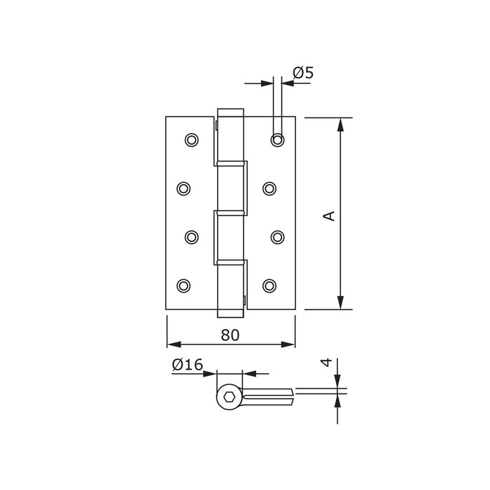 Dulimex Deurveerscharnier 120/30 enkelwerkend -  Zilvergrijs - 2 stuks