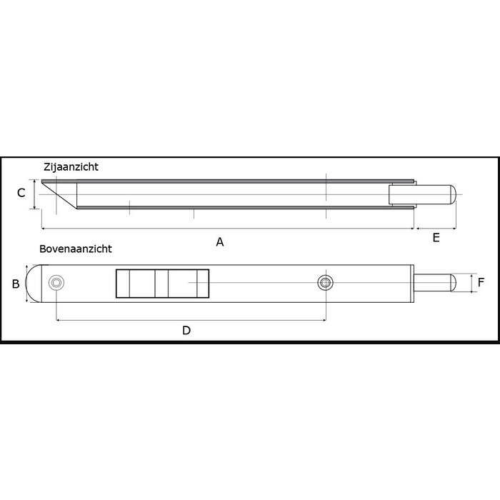 Dulimex Zwarte bascule kantschuif 200x17x15mm type 892 - afgerond