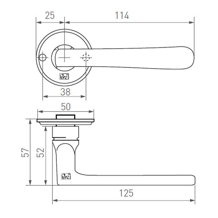 Dauby Schwarze Türgriffe PHXL „L+L“ -50 mm – gealtertes Eisen (VO) ohne Schlüsselplatten