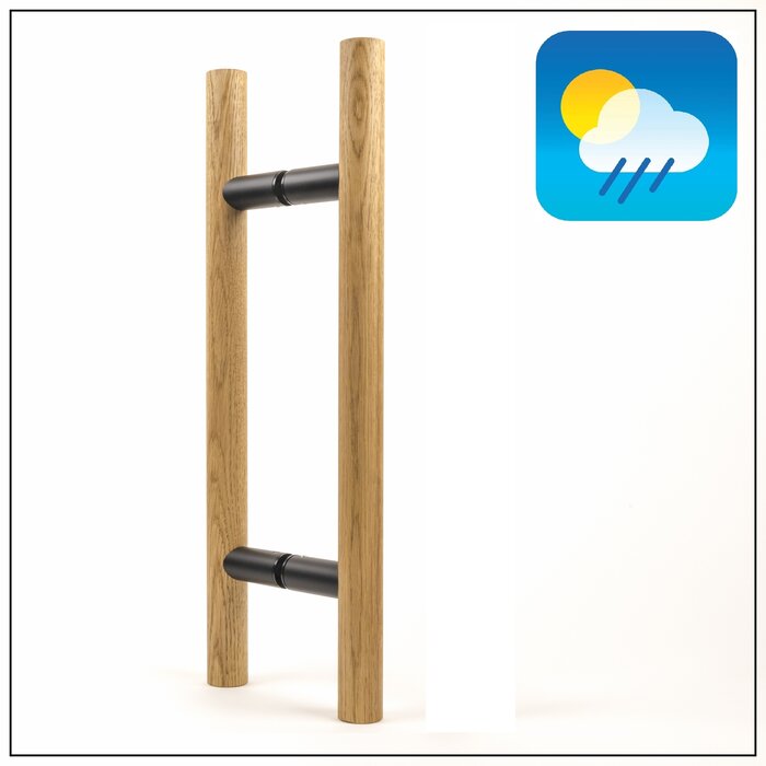 X7.ZO Paar deurgrepen Z11 34 - Eikenhout / zwart voor glas, deur of sauna - 34/300/500mm