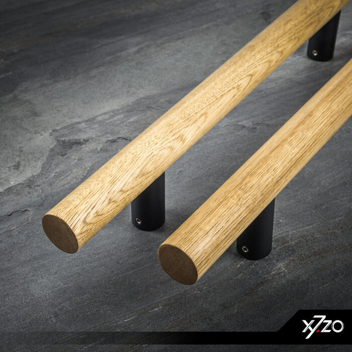 X7.ZO Pair of door handles Z11 34 - Oak / black for glass, door or sauna - 34/300/500mm