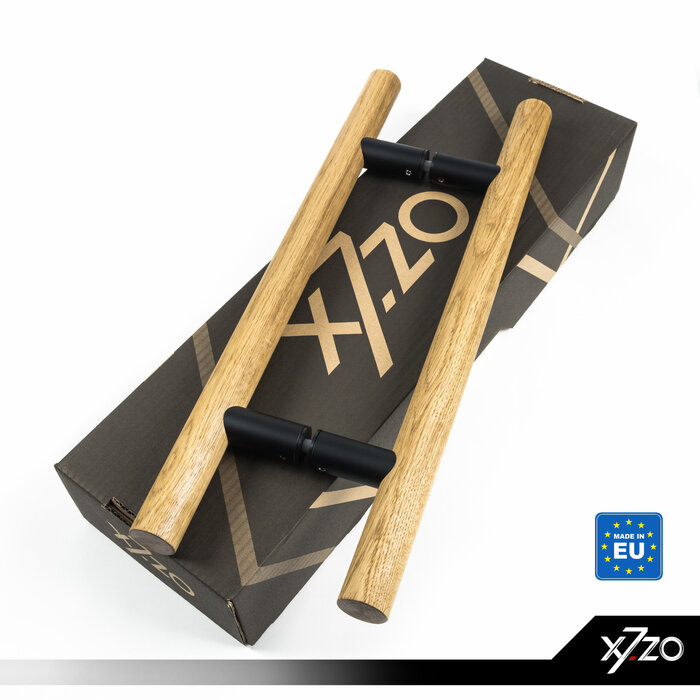X7.ZO Paire de poignées de porte Z11 34 - Chêne / noir pour vitre, porte ou sauna - 34/300/500mm