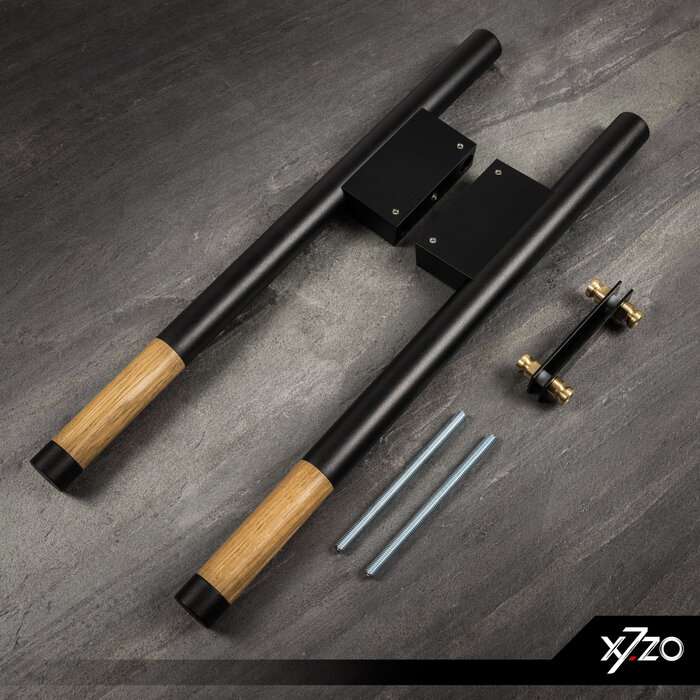 X7.ZO Paire de poignées de porte en inox Z41 WBS - Chêne / Noir - 30/80/500mm