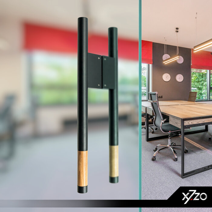 X7.ZO Pair of stainless steel door handles Z41 WBS - Oak / Black - 30/80/500mm