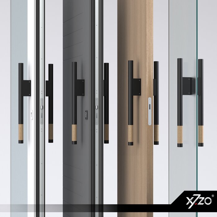 X7.ZO Pair of stainless steel door handles Z41 WBS - Oak / Black - 30/80/500mm