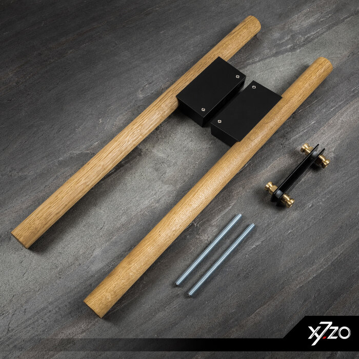 X7.ZO Pair of wooden door handles Z41 EBS - Oak / Black - 30/80/500mm