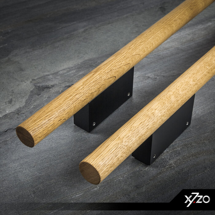 X7.ZO Pair of wooden door handles Z41 EBS - Oak / Black - 30/80/500mm