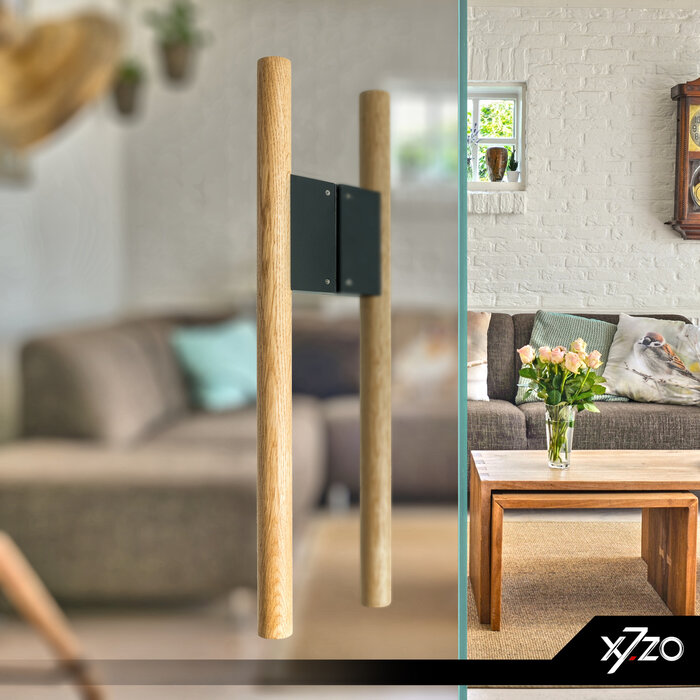 X7.ZO Paar houten deurgrepen Z41 EBS - Eikenhout / Zwart - 30/80/500mm