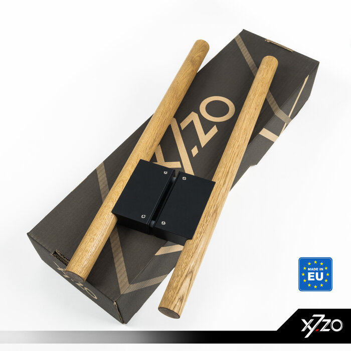 X7.ZO Paire de poignées de porte en bois Z41 EBS - Chêne / Noir - 30/80/500mm