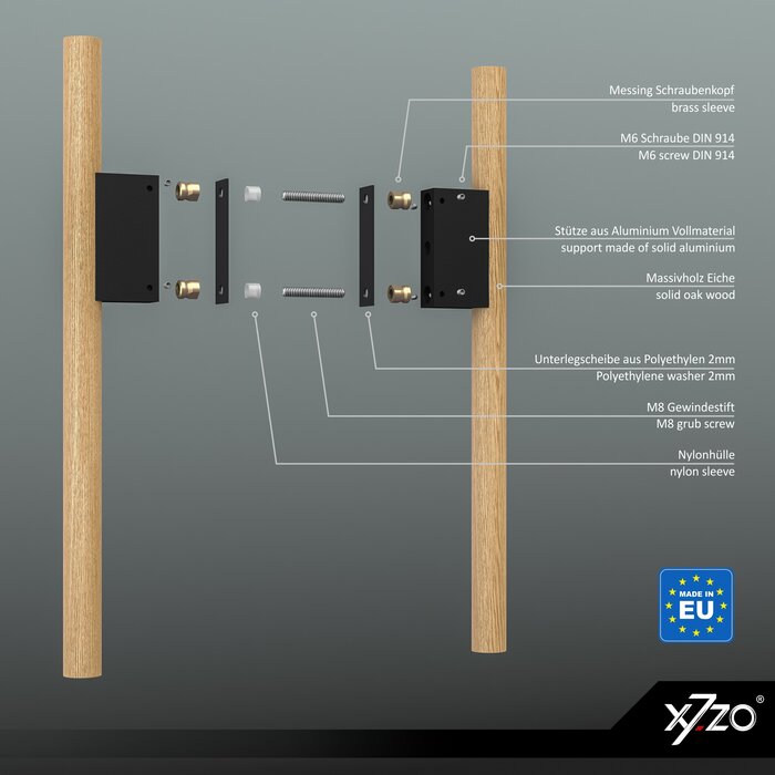 X7.ZO Paar Holztürgriffe Z41 EBS – Eiche / Schwarz – 30/80/500 mm